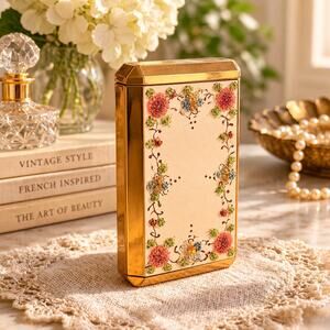 Volupté Gold Tone Floral Beaded Sliding Cigarette Case